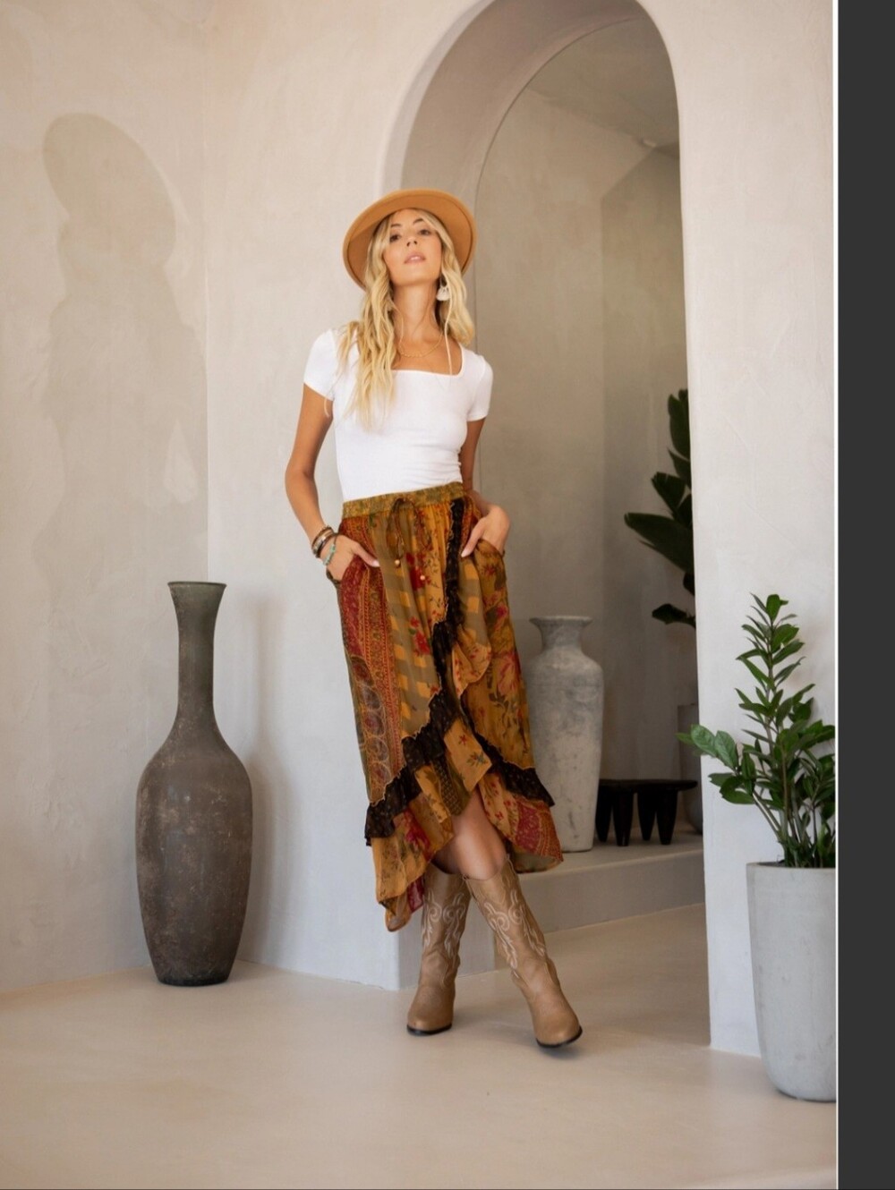 Young Threads High-Low Boho Wrap Skirt Paisley Sz L